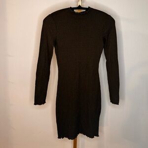 Dark Olive Green Long Sleeve Dress